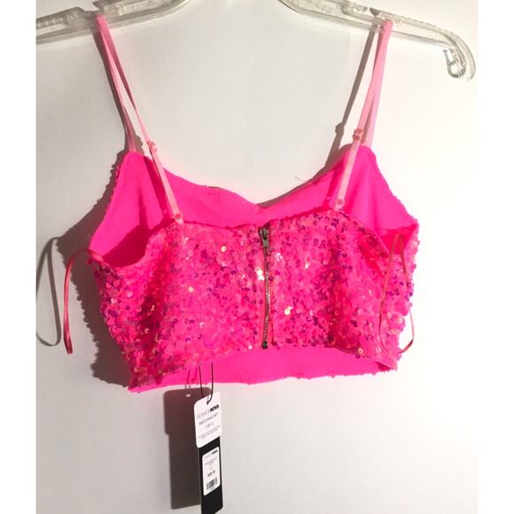 Fashion Nova Always Sparkle Pink Sequin Cargo Pant Set Women's Size XS NWT - Picture 3 of 7